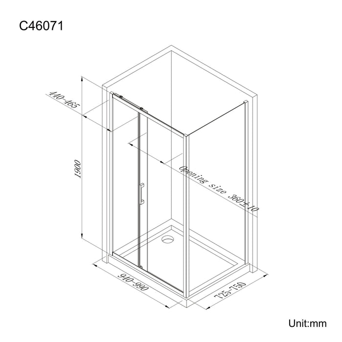 Optim Noir 8mm Matt Black Sliding Shower Enclosure - 1000 x 760mm