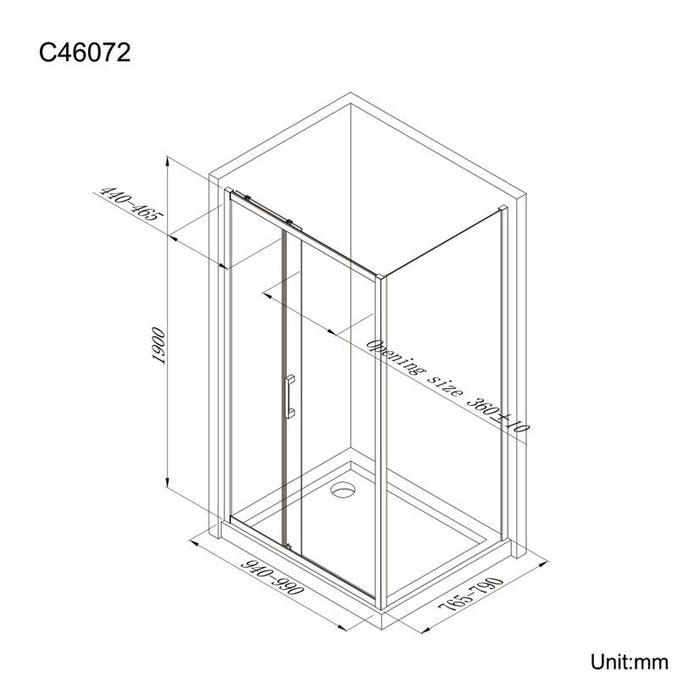 Optim Noir 8mm Matt Black Sliding Shower Enclosure - 1000 x 800mm