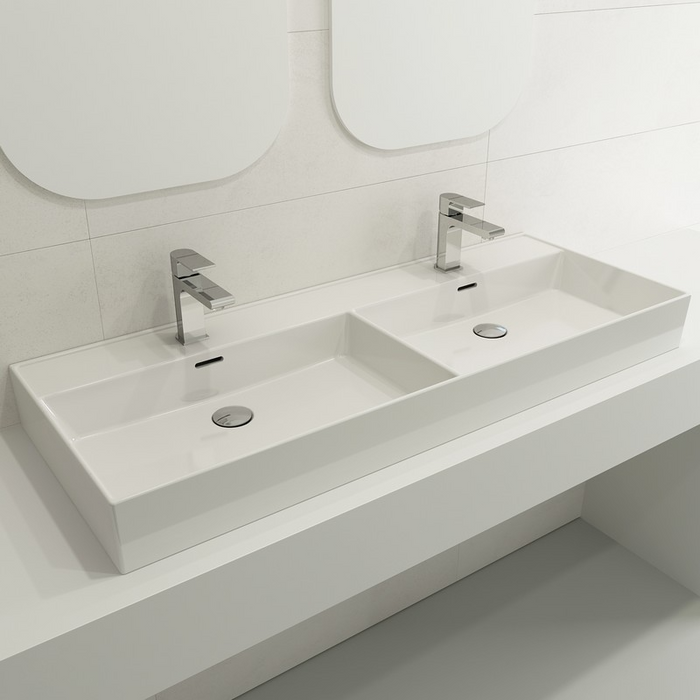 Veneto 1200mm Double Basin Wall Hung - No Tap Hole