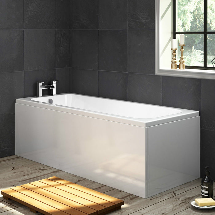 Evolve 1700x700mm Single Ended Straight Modern Bath Tub White Acrylic
