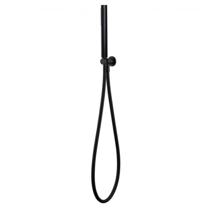 Black Noir Solex Round Shower Handset Kit with Handset, Hose & Wall Outlet Holder