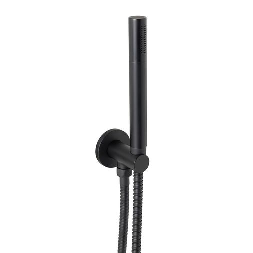 Black Noir Solex Round Shower Handset Kit with Handset, Hose & Wall Outlet Holder