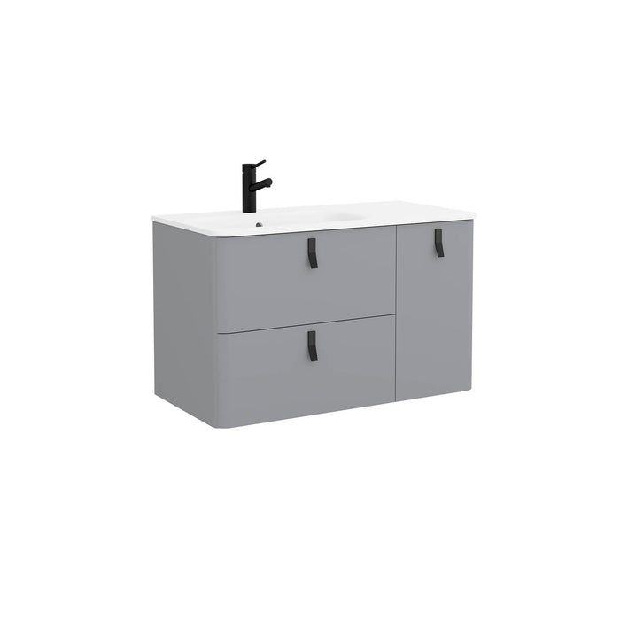 UNIIQ Sketch 900 x 450mm Wall Hung Vanity Unit with Basin - Right Handed Matt Grey