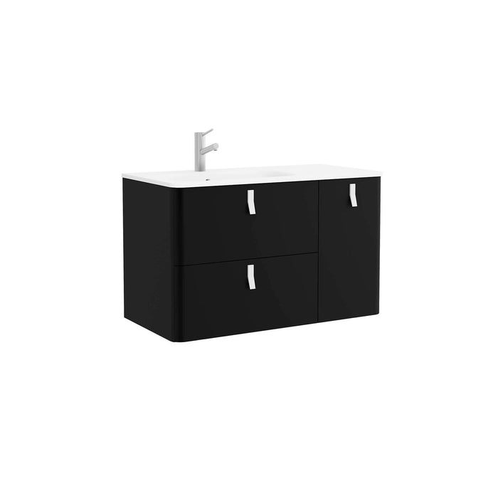 UNIIQ Sketch 900 x 450mm Wall Hung Vanity Unit with Basin - Right Handed Matt Black