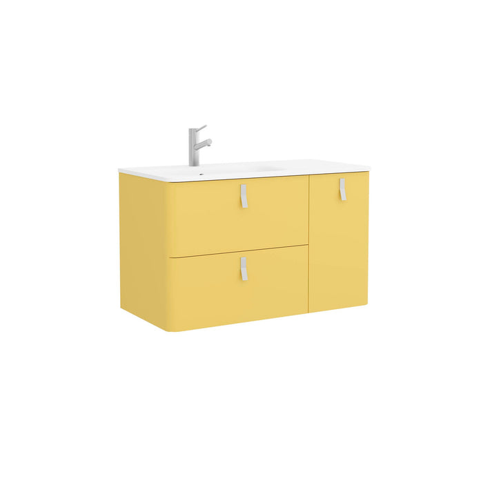 UNIIQ Sketch 900 x 450mm Wall Hung Vanity Unit with Basin - Right Handed Pastel Yellow