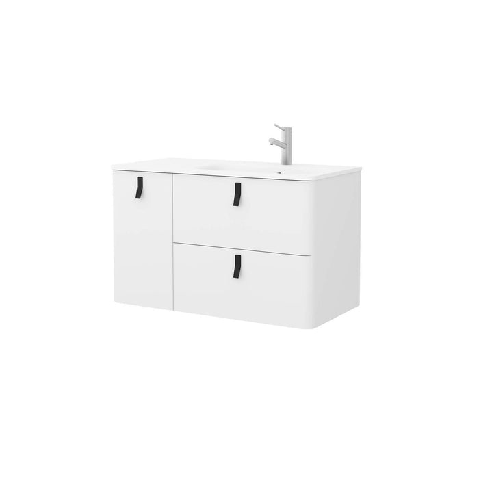 UNIIQ Sketch 900 x 450mm Wall Hung Vanity Unit with Basin - Left Handed Matt White