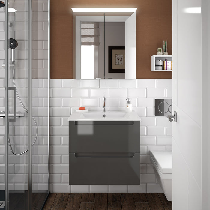 Monterrey Vanity Basin Unit 600 2 Metallic Drawers - Choose Colour