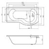 Elgin 1500 Right Hand P Shaped Reinforced Bath, Shower Screen & Side Panel
