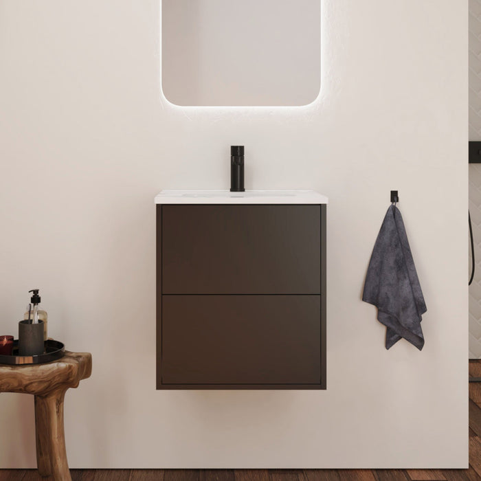 Optim Noir 500mm Wall Hung Vanity Unit + Basin - Matt Black