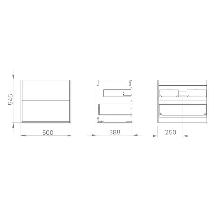 Optim Noir 500mm Wall Hung Vanity Unit + Basin - Matt Black