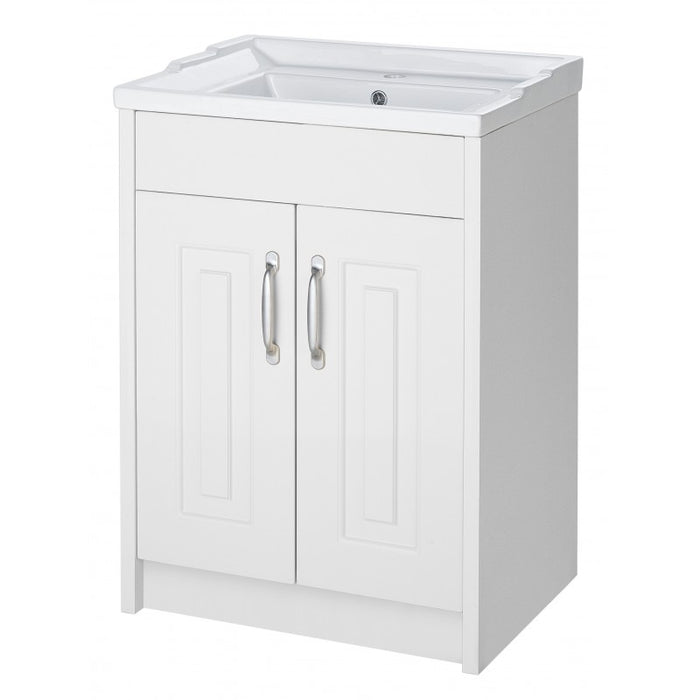 Kartell Astley Matt White Floor Standing 2 Door Unit & Ceramic Basin - Choose Size
