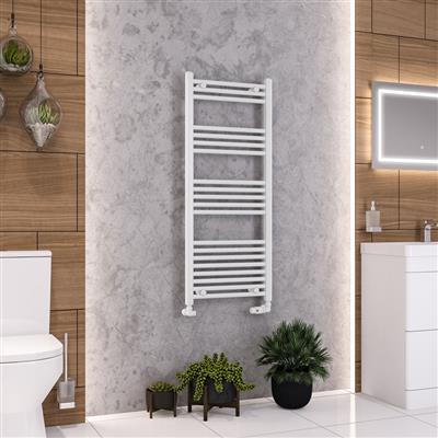 Wendover Gloss White Straight Ladder Towel Rail 1200 x 600mm