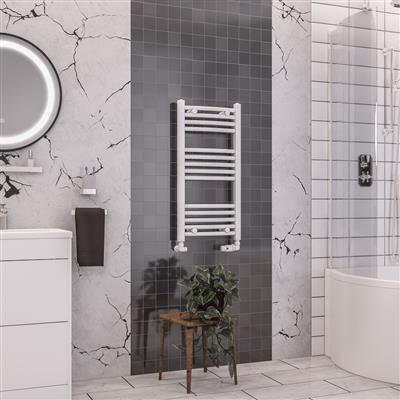 Wendover Gloss White Curved Ladder Towel Rail 800 x 400mm