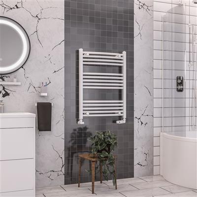 Wendover Gloss White Curved Ladder Towel Rail 800 x 600mm