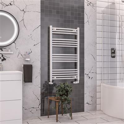Wendover Gloss White Curved Ladder Towel Rail 1000 x 600mm