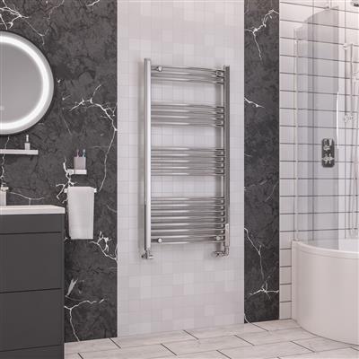Wendover Chrome Curved Multi Towel Rail 1200 x 600mm