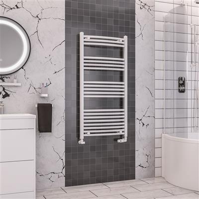 Wendover Gloss White Curved Ladder Towel Rail 1200 x 600mm