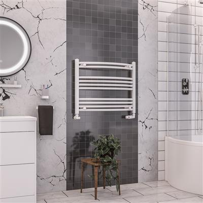 Wendover Gloss White Curved Ladder Towel Rail 600 x 750mm