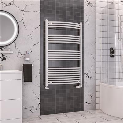 Wendover Gloss White Curved Ladder Towel Rail 1200 x 750mm