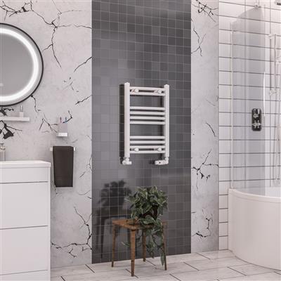 Wendover Gloss White Curved Ladder Towel Rail 600 x 500mm