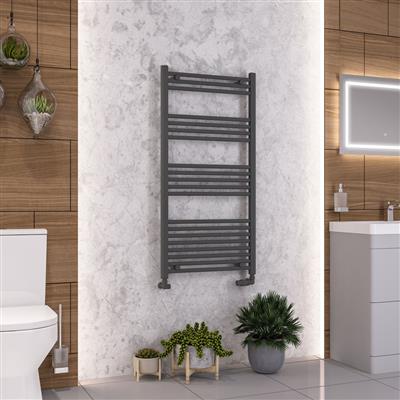 Wendover Matt Anthracite Straight Ladder Towel Rail 1200 x 600mm