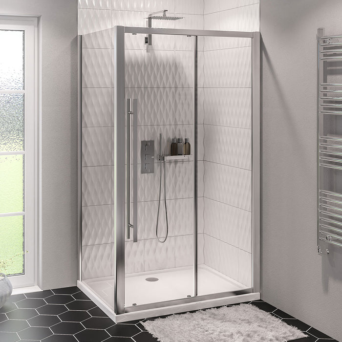 Vantage 2000 Matt Black Sliding Door Shower Enclosure 1000mm