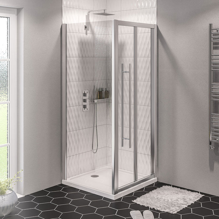 Vantage 2000 Matt Black Bi-Fold Door Shower Enclosure 1000mm