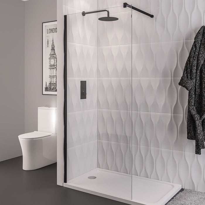 Vantage 2000 Matt Black 8mm Walk In Panel 700mm