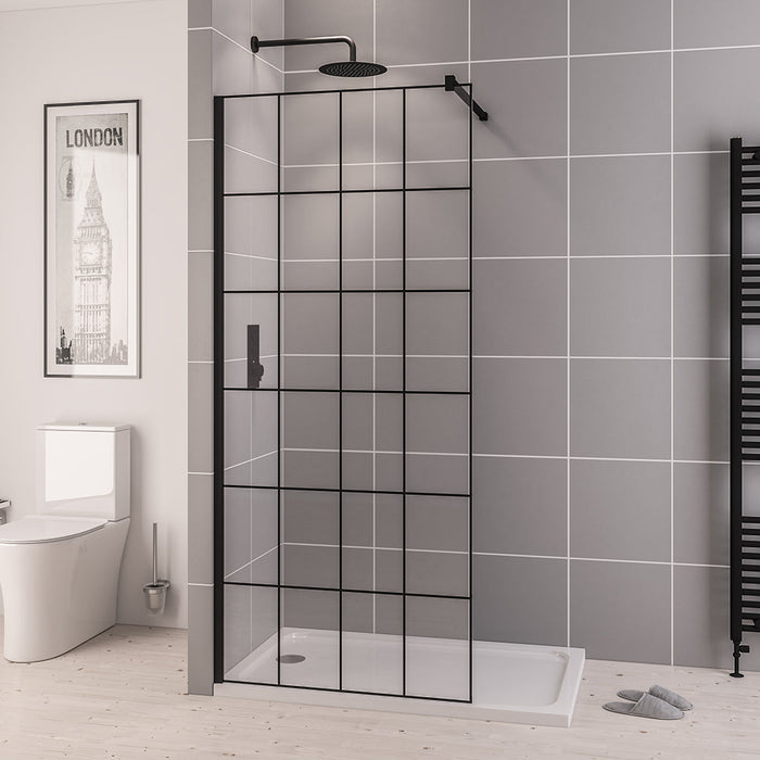 Vantage 2000 Matt Black Framed 8mm Walk In Panel 1200mm
