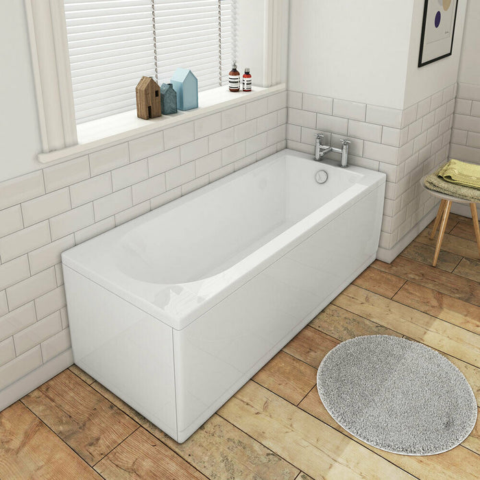 Evolve 1700mm X 700mm Single Ended Straight Modern Bath Tub White Acrylic