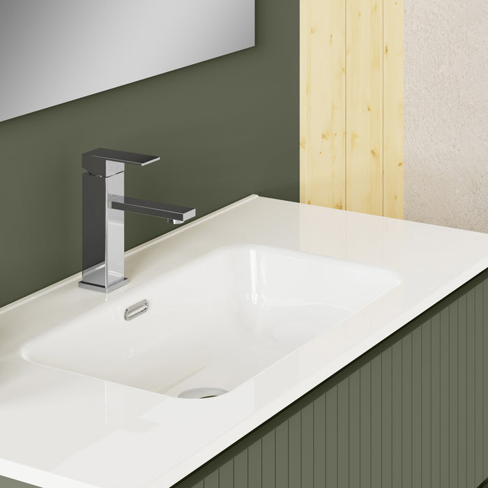 Linea Muscat Sage Fluted Double Drawer Wall Hung Vanity Unit Including Basin 1000mm x 460mm