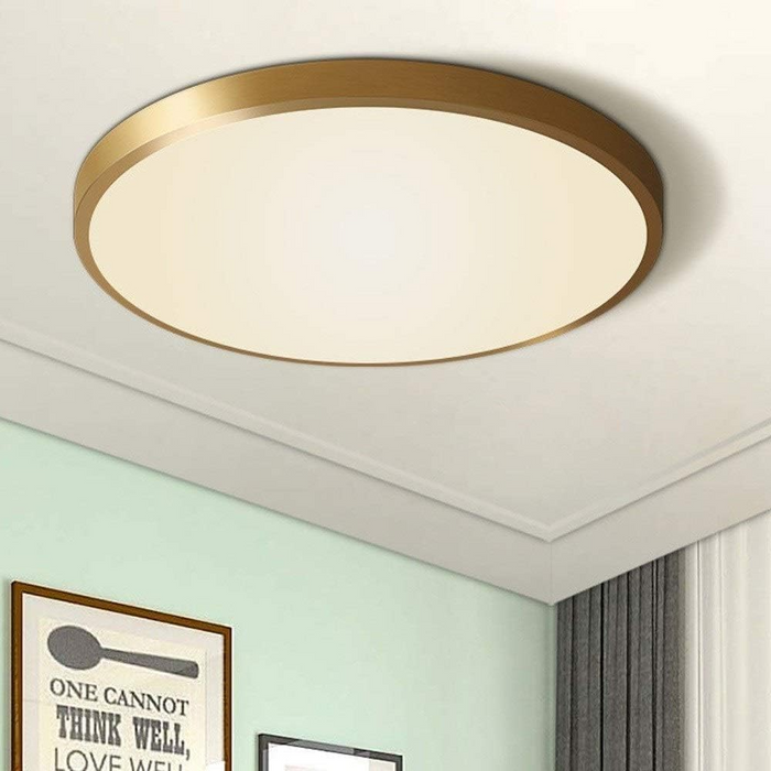 Core Bathroom Ceiling Light Round - Brushed Brass