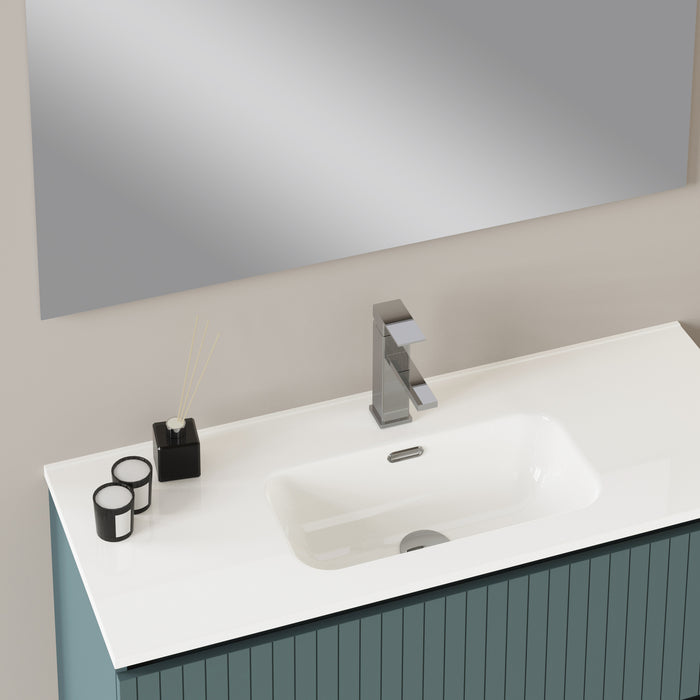 Linea Ocean Blue Fluted Wall Hung Vanity Unit Including Basin 1000mm x 390mm