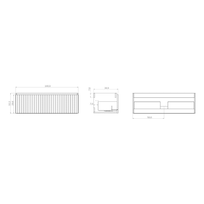 Linea Matt Grey Fluted Wall Hung Vanity Unit Including Basin 1000mm x 390mm