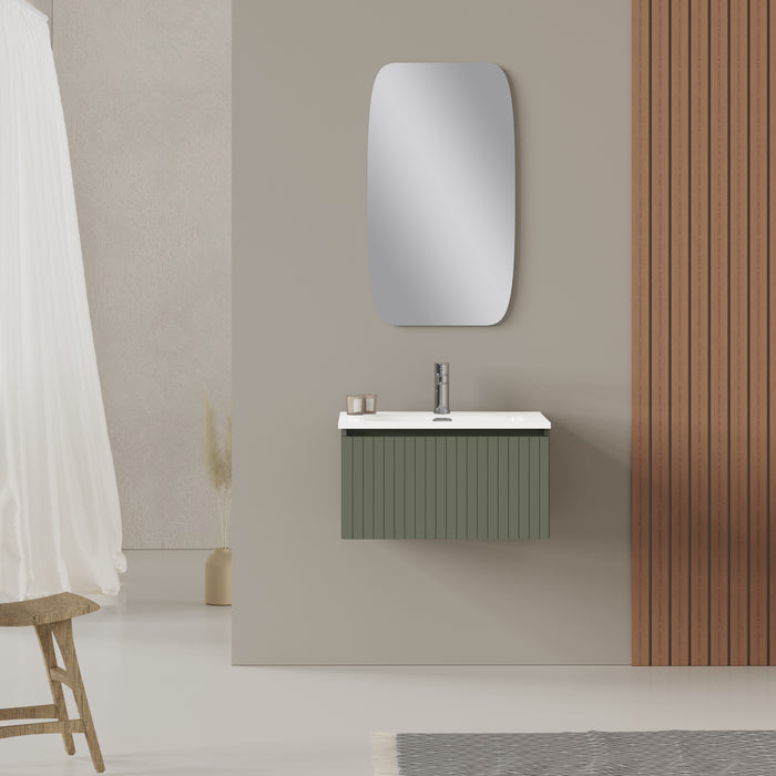 Linea Muscat Sage Fluted Wall Hung Vanity Unit Including Basin 600mm x 390mm