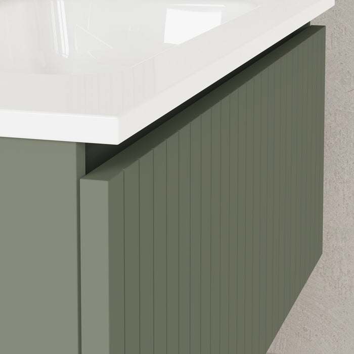 Linea Muscat Sage Fluted Wall Hung Vanity Unit Including Basin 800mm x 390mm