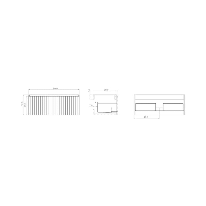 Linea Muscat Sage Fluted Wall Hung Vanity Unit Including Basin 800mm x 390mm
