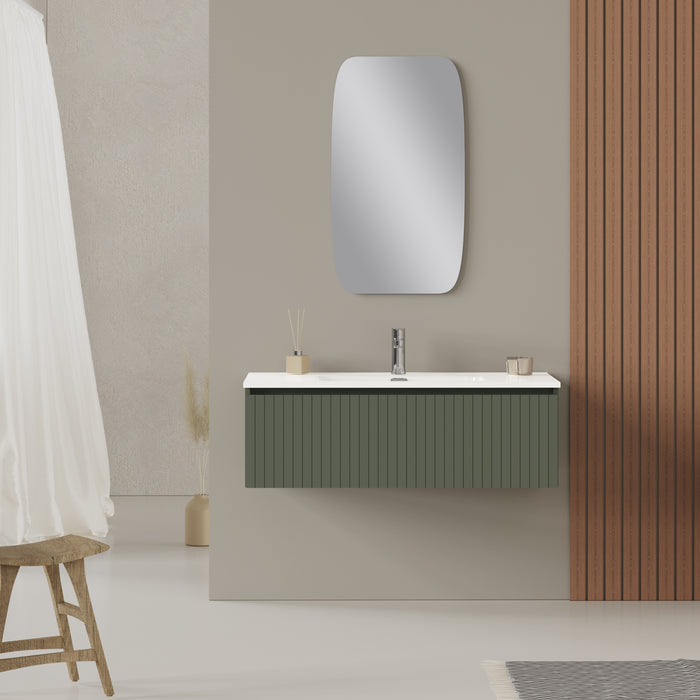 Linea Muscat Sage Fluted Wall Hung Vanity Unit Including Basin 1000mm x 460mm