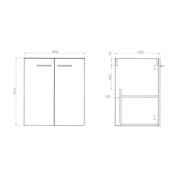 Alpine 600mm Natural Oak Wall Hung Vanity Unit