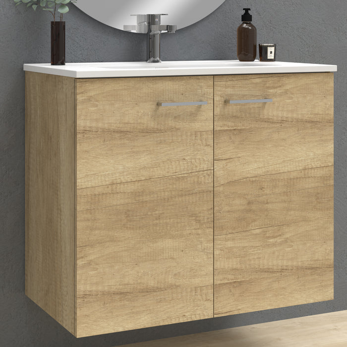Alpine 800mm White Wall Hung Vanity Unit