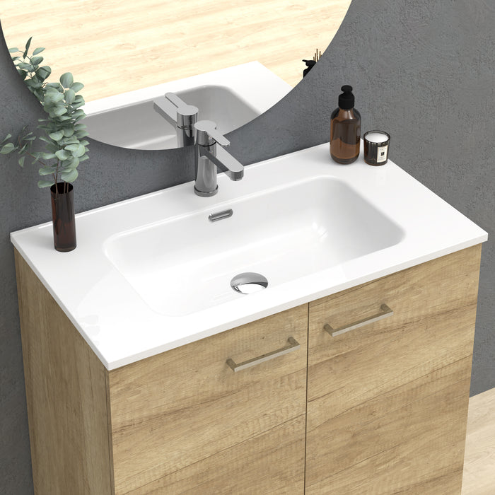Alpine 800mm White Wall Hung Vanity Unit