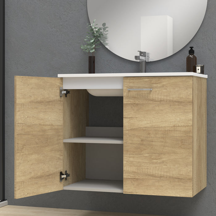 Alpine 800mm White Wall Hung Vanity Unit