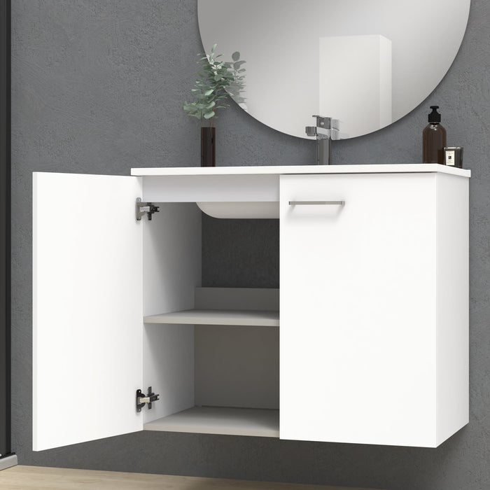 Alpine 800mm Natural Oak Wall Hung Vanity Unit