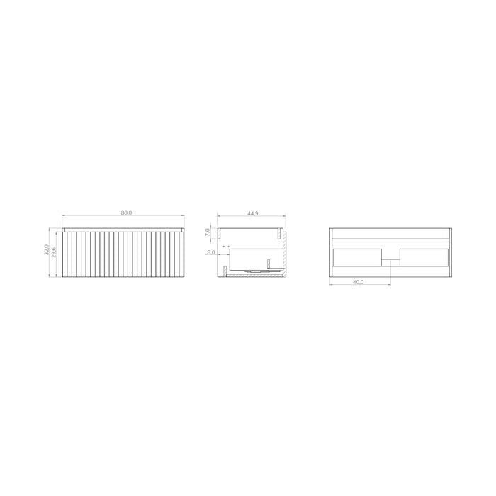 Linea Matt Grey Fluted Wall Hung Vanity Unit Including Basin 800mm x 460mm