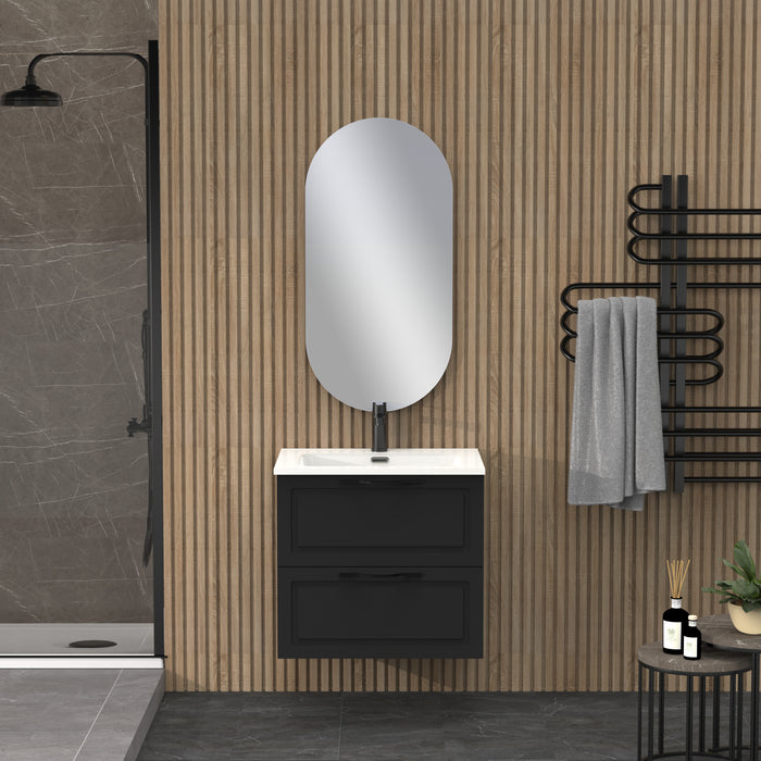 Matador 600mm Matt Black Wall Hung Vanity Unit Including Basin