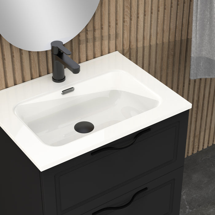 Matador 600mm Matt Black Wall Hung Vanity Unit Including Basin