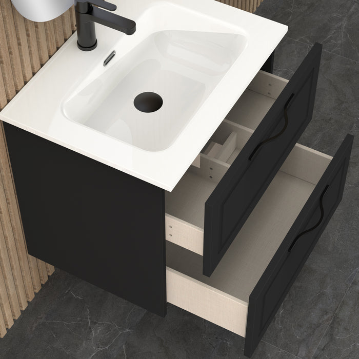 Matador 600mm Matt Black Wall Hung Vanity Unit Including Basin