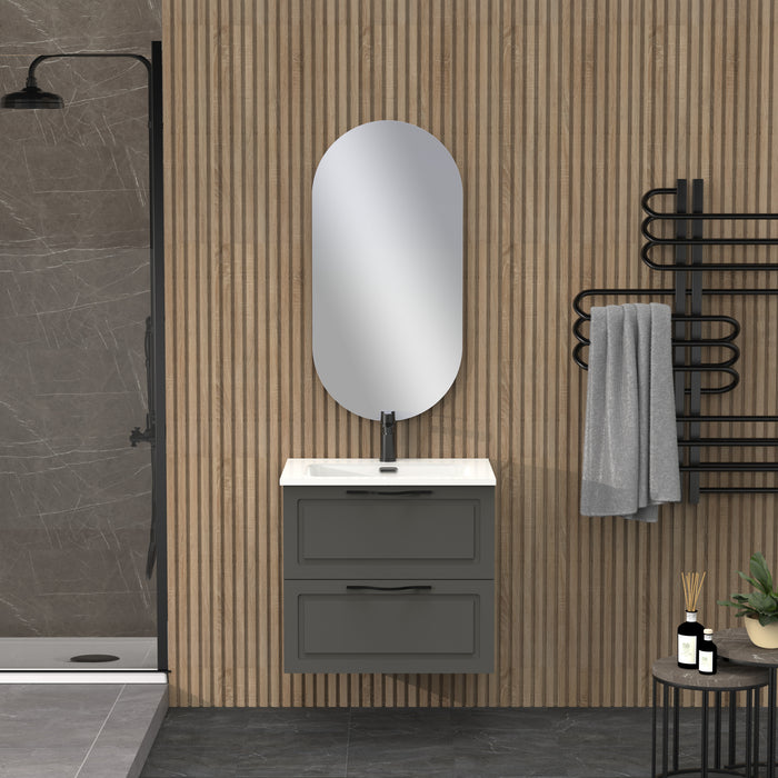 Matador 600mm Matt Grey Wall Hung Vanity Unit Including Basin