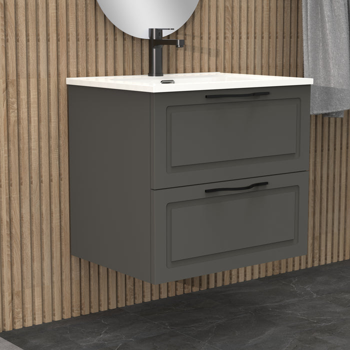 Matador 600mm Matt Grey Wall Hung Vanity Unit Including Basin