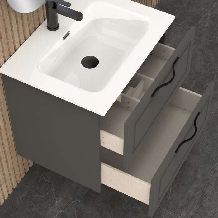 Matador 600mm Matt Grey Wall Hung Vanity Unit Including Basin